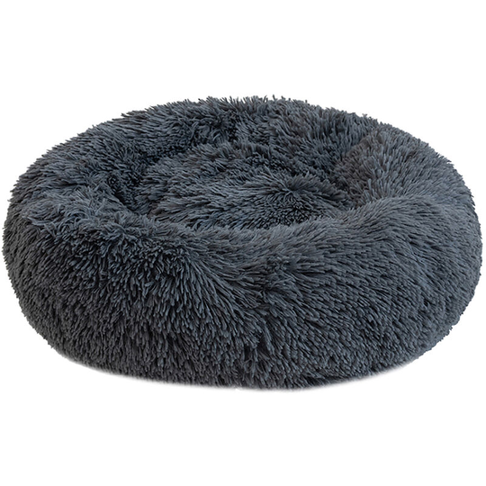 Round Plush Cat Bed Dog House Puppy Cushion Portable Warm Soft Comfortable Kennel-Dark gray xl