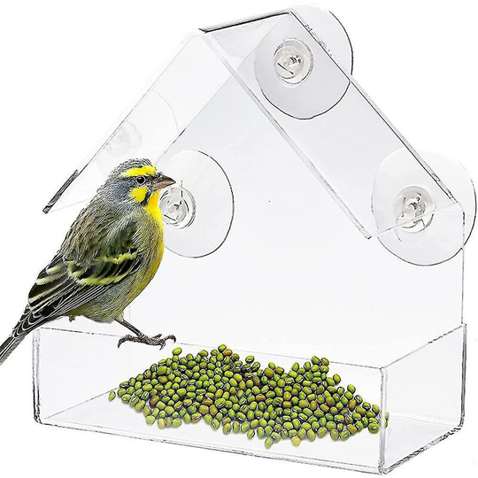 Window Bird Feeder with strong suction cups, bird feeding station, clear acrylic