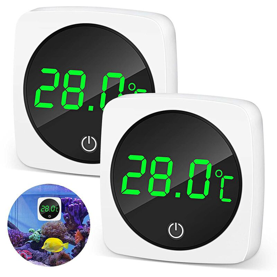 2 Pieces Electronic Aquarium Thermometers Mini LED Digital Thermometer Waterproof Digital Water Thermometer LED High Accuracy Fish Tank Thermometer