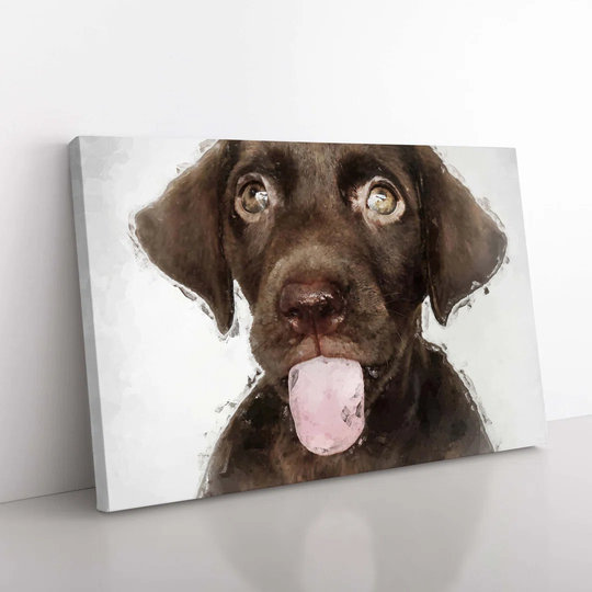 Chocolate Labrador Puppy in Abstract - Wrapped Canvas Graphic Art