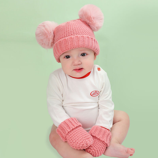 Children's hat/gloves Autumn and winter warm baby's hat and gloves two-piece set