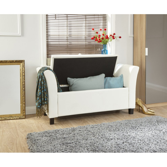 Verona Faux Leather Window Seat with Ottoman Storage Lift Lid - White