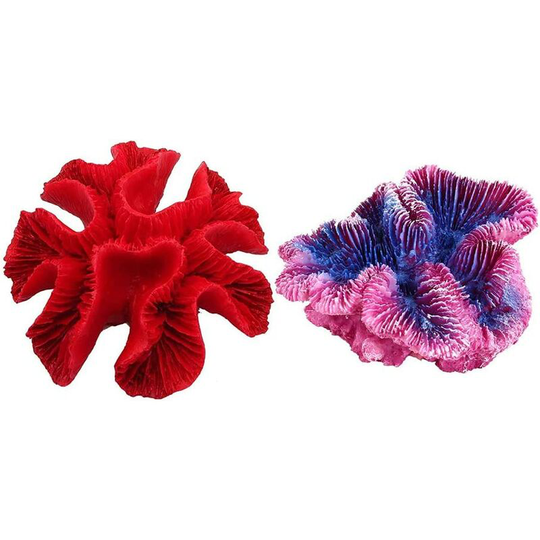 Monly - Set of 2 Polyresin Coral Ornaments, Aquarium Coral Decor 4 7/10' x 1 9/10' x 4 7/10' for Aquarium Fish Tank Decoration