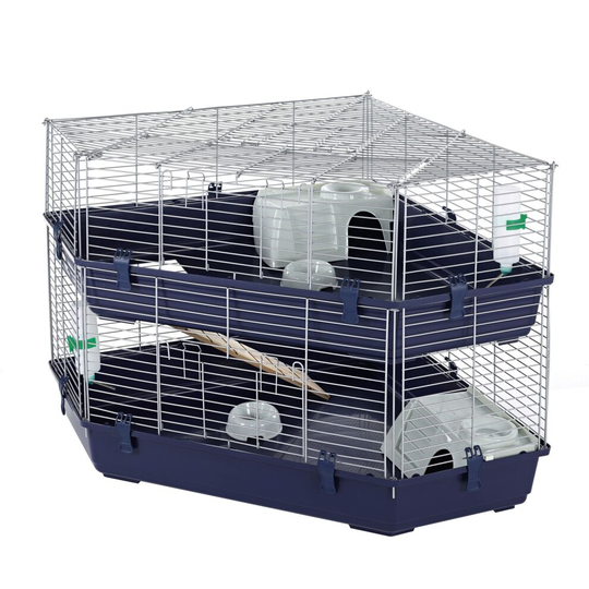 Corner Rabbit Guinea Pig Cage Huge Indoor Double Tier Blue Base