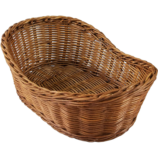 Oval Curved Rattan Wicker Woven Serving Baskets For Bread Fruit Vegetables, Restaurant Serving & Tabletop Display Basket
