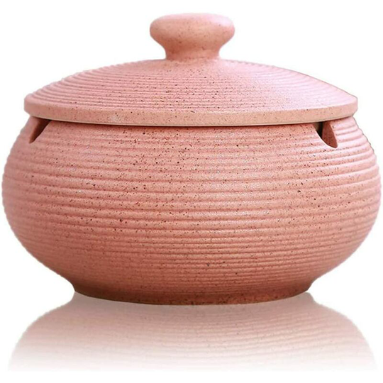 Ceramic Ashtray with Lid, Indoor or Outdoor Windproof Ashtray, Smoking Ashtray, - Pink