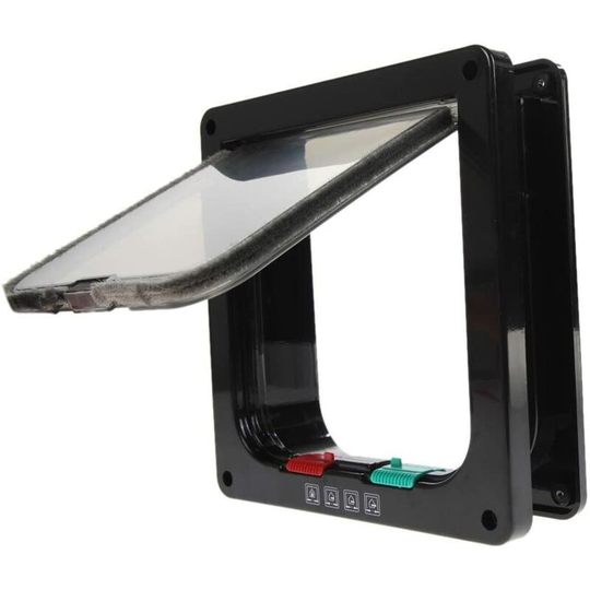 3 Size 4 Positions Chat Cat Dog Locking Lock Lock Flap Door Pet Track Door (m: 19 * 19.7 * 5.3cm, black)