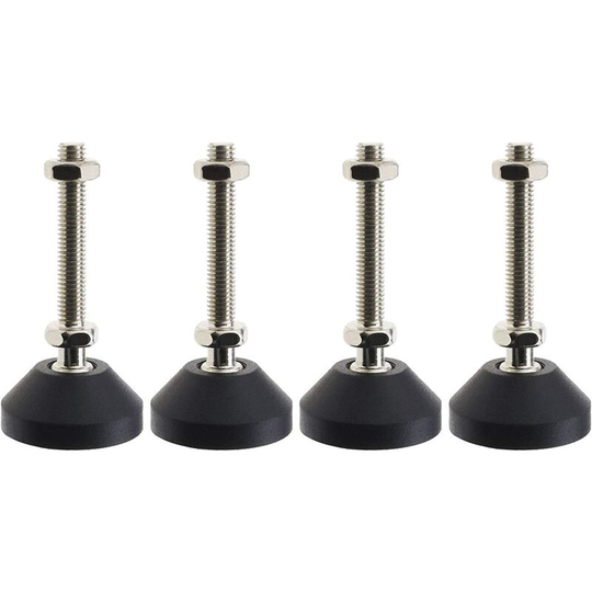 4Pcs Furniture Leveling Feet (D40xM8xL50) with Lock Nut Rotation Regulation Tilting 30 Degree Anti-skid - Black - Norcks