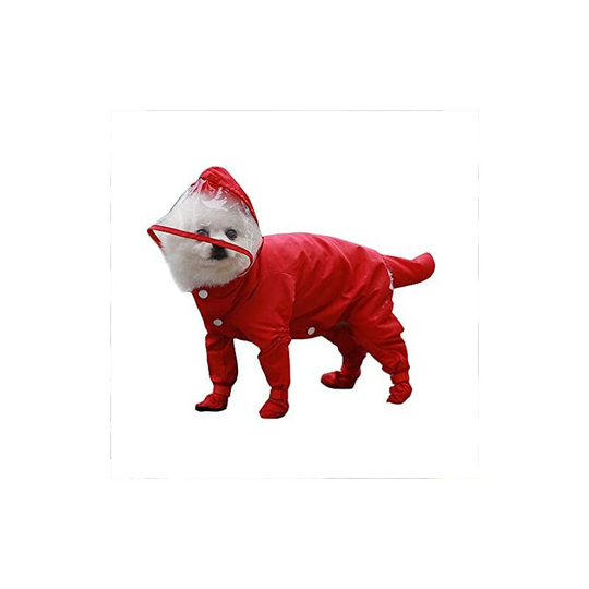 Soekavia - Dog Raincoat Onesie Waterproof eva Hooded Rain Jacket & Rain Boots Jumpsuit Poncho for Cats Small Dogs (XL-Green)