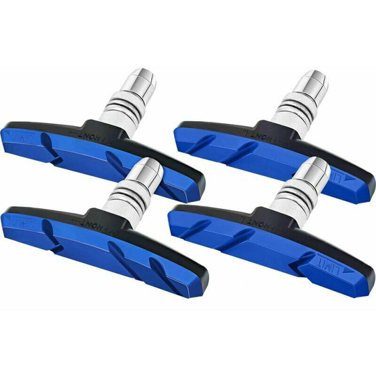 2 pairs of v bike brake pads with hexagonal nuts and spacers game of bike brake plates v 70 mm (blue)