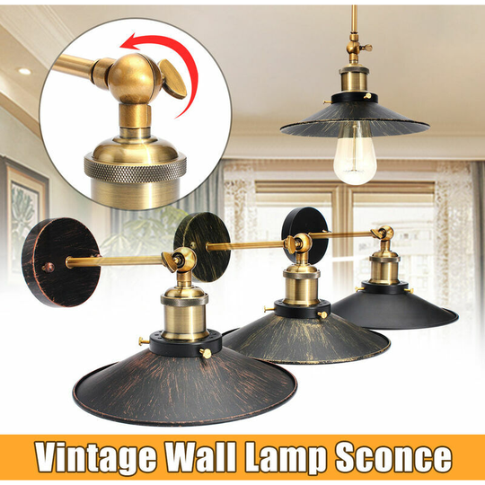 Bearsu - E27 Bracket Socket Metal Retro Vintage Hanging Ceiling Lights Shade Edison Wall Light Sconce Lamp Bar Home Decoration AC110-220V black Coxolo