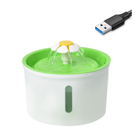 Cat Water Fountain, Dog Drinker, Super Quiet and Automatic, 1.6L - Green - No Adapter