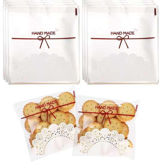 Ilovemilan - 500pcs Self Adhesive Cookie Bags, 5.5' x 5.5' Clear Treat Bags, Individual Plastic Candy Bags, Cellophane Bags for Packing Cookies,