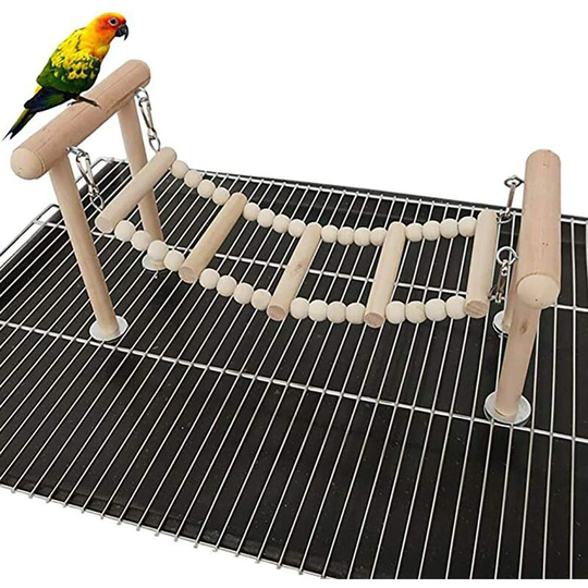 Bird Perches Support Toy, Swing Wooden Climbing Ladder Toys, Bird Cage Parrot Play Gyms