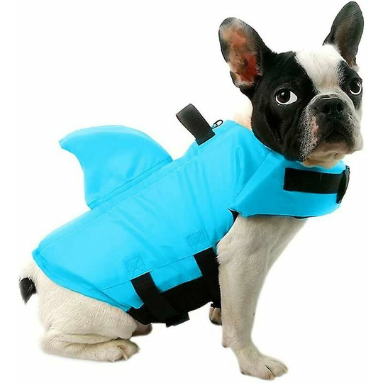 Dog Life Jacket Safety Vest Puppy Pets Rglable Swimsuit With Shark Fin (s, Blue)