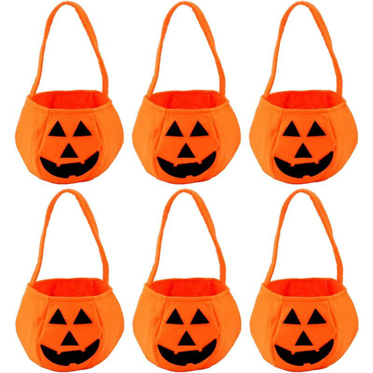 Perle Raregb - 6pcs Durable Pumpkin Bags for Kids Halloween Treat Bags Non Woven Handbag Halloween Candy Trick Or Treat Bags Pumpkin Bags for Kids