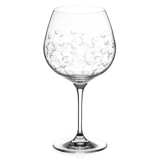 Floral 610ml Lead Free Crystal Gin Balloon Glass