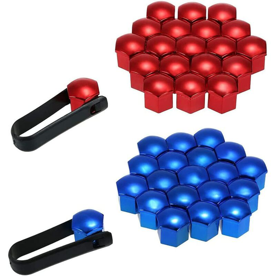 Wheel Cap 40 Pieces Wheel Nut Cover 17mm Hexagonal Wheel Nut Protection Caps Universal Wheel Nut Cover with Removal Tool(Red,Blue)