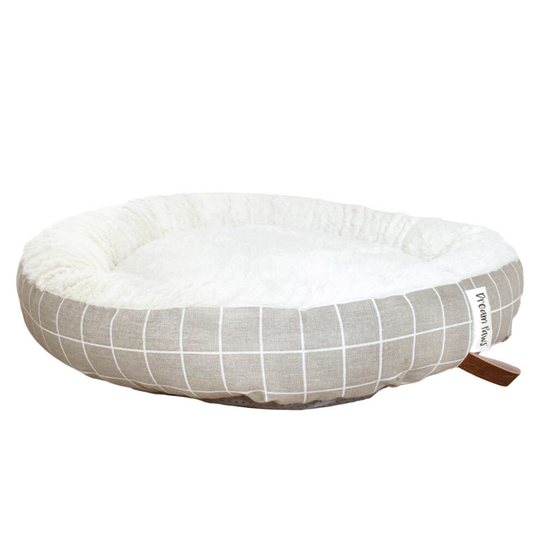 Donut Dog Bed, Warm Plush Circular Pet Bed, Grey Round Bed for Cats & Dogs - 63cm Diameter