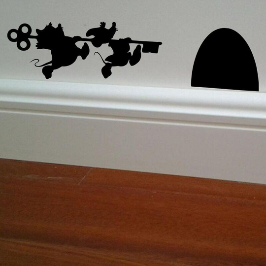 Sun Flowergb - 2 Pieces Mouse Hole Removable Personality Fashion Creative Wall Stickers Living Room Bedroom Sofa Background Wall Right and Left