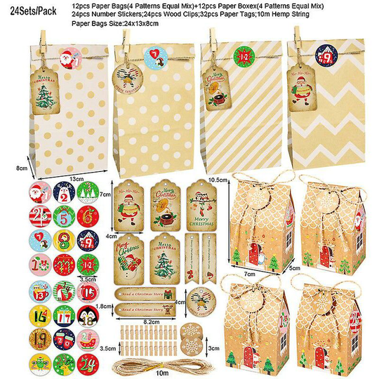 24 Pcs Christmas Kraft Paper Treat Boxes - b