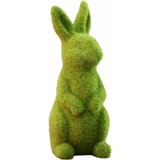 Qersta - Artificial Foam Easter Bunny Flocked Easter Bunny, Resin Statue Easter Decor, Table Decorations, Green Rabbit Ornaments Decoration, Lawn