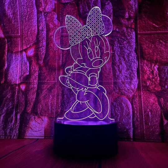 Monly - Night Light Cute Mickey Minnie Mouse Mouse Anime Figure Character 3D led Optical Illusion Sleep Night Light with Remote Control 16 Colors