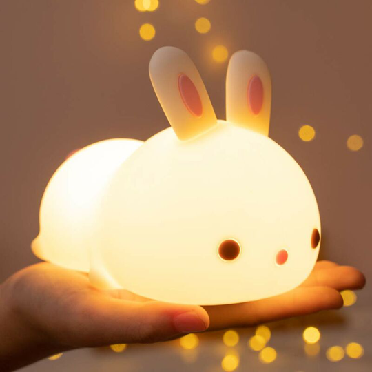 Qersta - Kids Night Light,Baby Night Light,Rechargeable Kids Night Light,Touch Rabbit led Baby Night Light,Portable Silicone Night Light Girl Boy