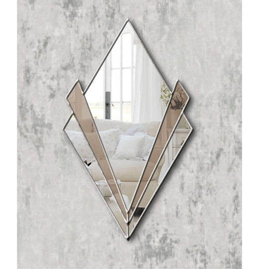 Stansberry Diamond Metal Framed Wall Mounted Accent Mirror in Silver