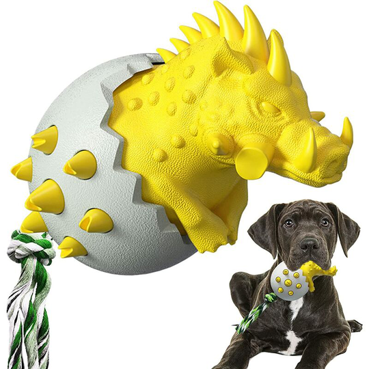 Modou - Dog Chew Toy, Durable Soft tpr Multifunctional Dog Chew Toy, Resistant to Cleaning and Training Teeth for Dogs and Puppies (Yellow, Boar Egg)