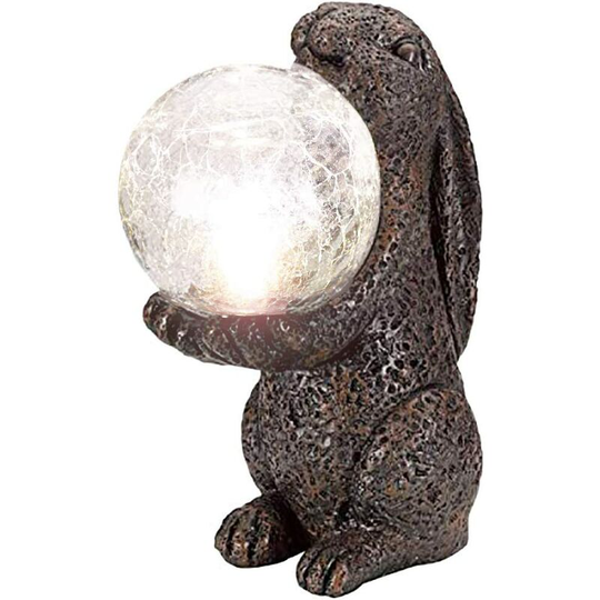 Garden Mile - Rabbit Garden Ornament With led Colour Changing Crackle Ball