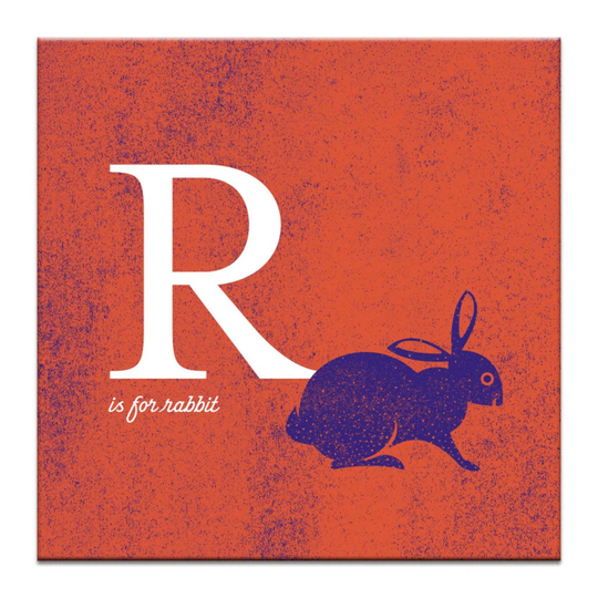 R for Rabbit by Toni Prime Graphic Art Wrapped on Canvas in Orange