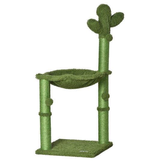 PawHut Cactus Cat Tree Tower Sisal Scratching Post with Hammock