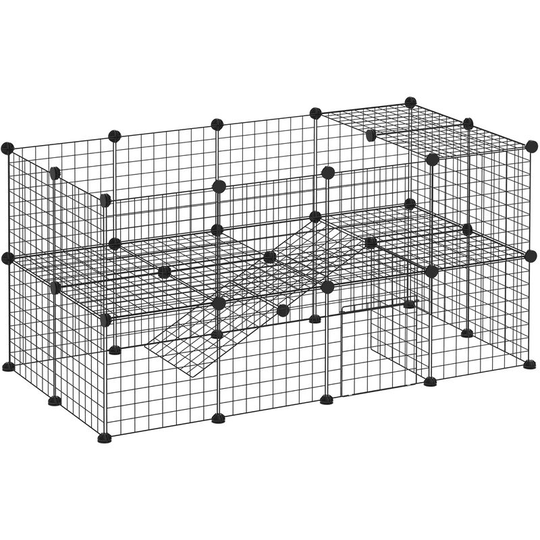 Pawhut - PawHu diy Pet Playpen 36 Panel for Rabbit Guinea Pig Chinchilla Hedgehog - Black