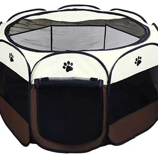Foldable Pet Tent, Puppy Playpen Kennel for Dog, Cat and Rabbit(Coffee,S)