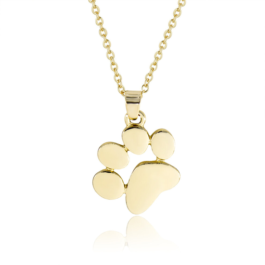 (Gold) Cute Paw Print Gold / Silver Chain Pendant Necklace Puppy Kitten Dog Cat