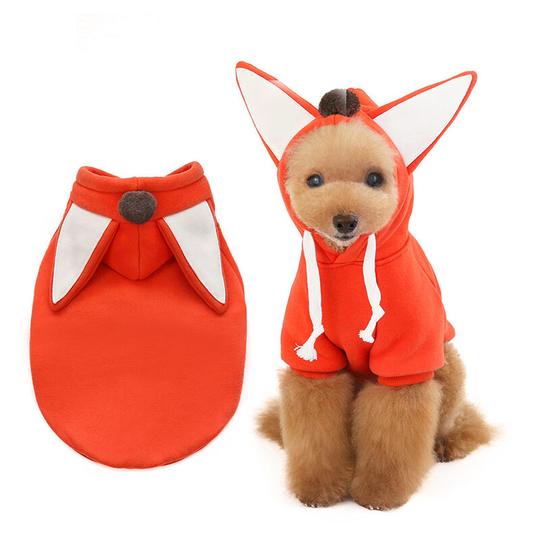Pet sweatshirt fleece warm fabric non-pilling and non-fading fox change outfit clash color law dog clothes , m (chest 45', neck 31', back 26'