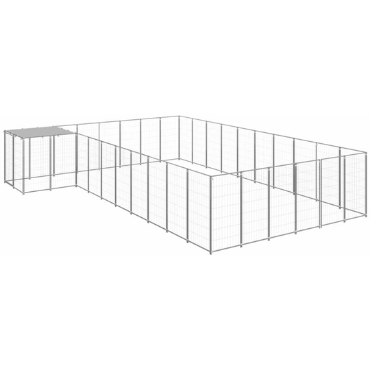 Dog Kennel Silver 19.36 m² Steel Vidaxl Silver