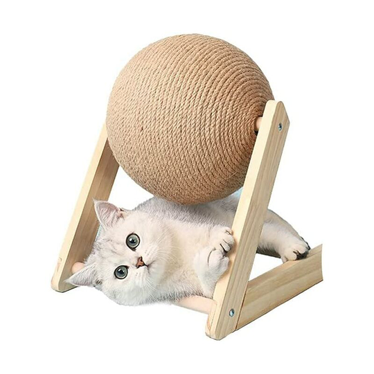 Wooden Cat Toys, Funny Roller Ball Cat Toy, Durable Solid Wood Cat Scratching Board Cat Climbing Frame, Suitable for Cat Entertainment (18x18x16cm)