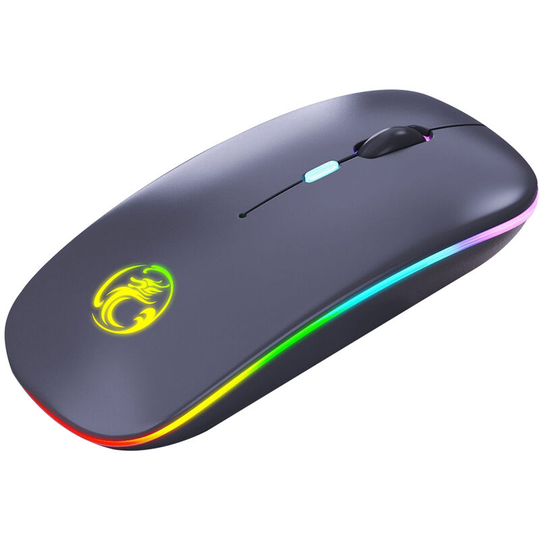 Asupermall - E-1300 2.4G+BT5.1 Wireless Dual-mode Mouse Ergonomic Office Mice 3 Adjustable dpi Built-in Rechargeable Lithium Battery Black,Black