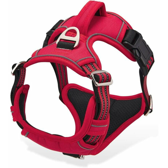Bearsu - Anti-Pull Dog Harness, Large Medium Dog Harness Adjustable Reflective Dog Vest with Breathable Handle No-Pull Sports Chest Harness Red xl