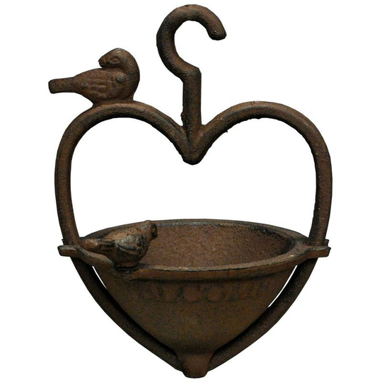 Vintage Hanging Bird Seed Feeder Cast Iron Heart Shape