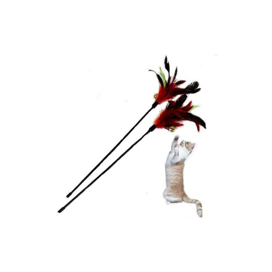 10 Pack Cat Teaser Toy Feather Wand Kitten nteractive Toys Stick Rod for Cat Teaser Catcher Playing Fun,with Ring