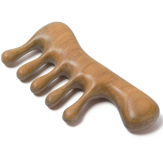Wooden Comb Wood Massage Comb Scalp Massager Hand Made Sandalwood Comb Wide Tooth Wood Comb for Women Men - Green Sandalwood