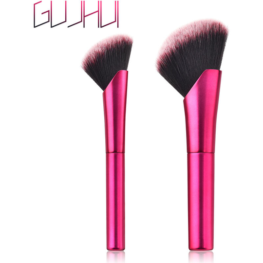Set of 2 Makeup Brushes for Face, Cheeks and Eyes (Pack of 1) Burgundy