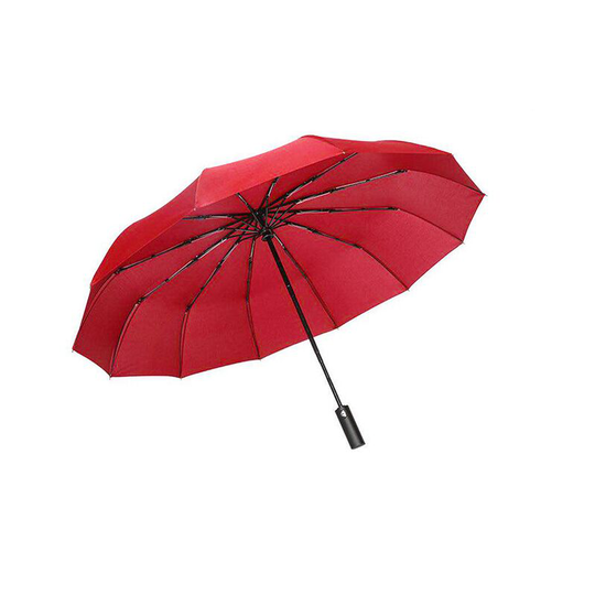 Folding Umbrellas Compact 12 Rib Folding Umbrella,Auto Open/Close Large Rain Umbrellas with Teflon Coating,Ergonomic Handle - 12 Bones Red