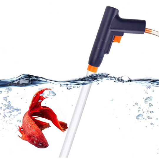 Betterlifegb - Aquarium Gravel Cleaner, Fast Aquarium Changer Water with Pressure Button, Gravel Cleaning Kit With Sibon for Sand Aquarium (Orange)