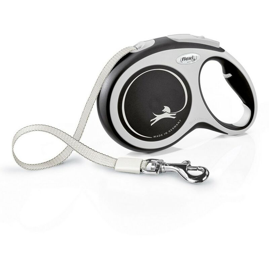 New Comfort Tape Large Retractable Dog Lead (8m) (Black) - Black - Flexi