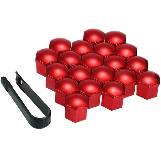 20pcs Universal 21mm Wheel Nut Covers Lug Nut Caps Screw Protector, Red - Red