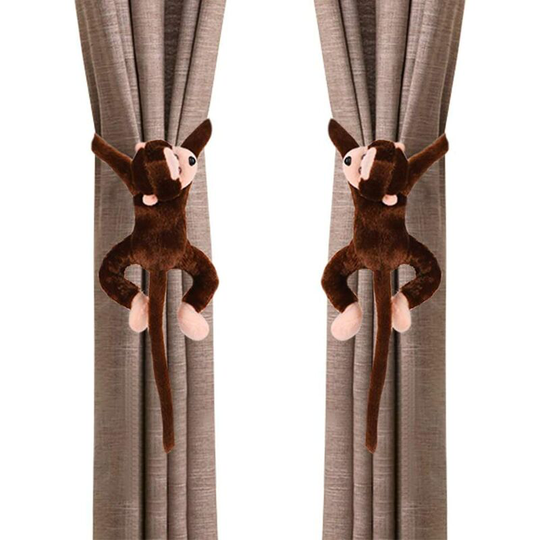 1 Pair Cute Monkey Long Tail Curtain Tiebacks for Kids Room Curtain Buckles Curtain Accessories Window Home Decoration Living Room Bedroom